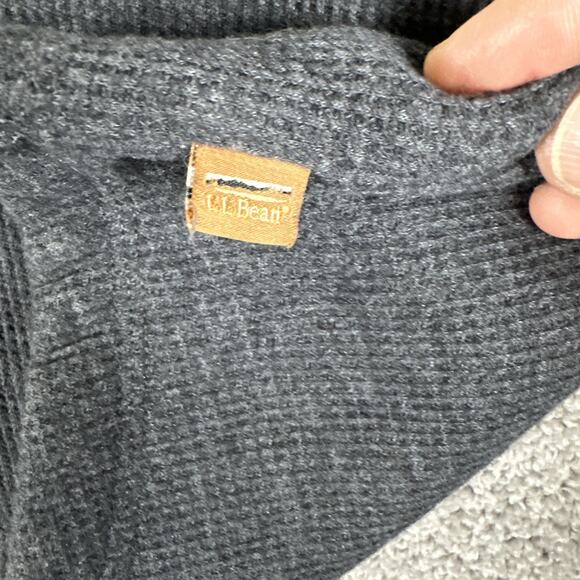 LL Bean Sweater Men 2XL Gray Katahdin Iron Works Bonded Waffle Fleece Henley - Picture 9 of 11